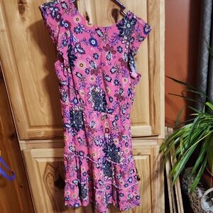 LOFT Pink and Blue Floral Mini Dress